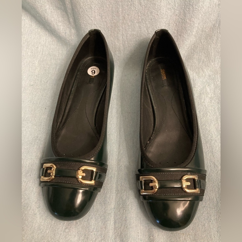 Geox Respira Italian Loafers Ballet Flats Gold Accent EU 38.5/US 8.5/9